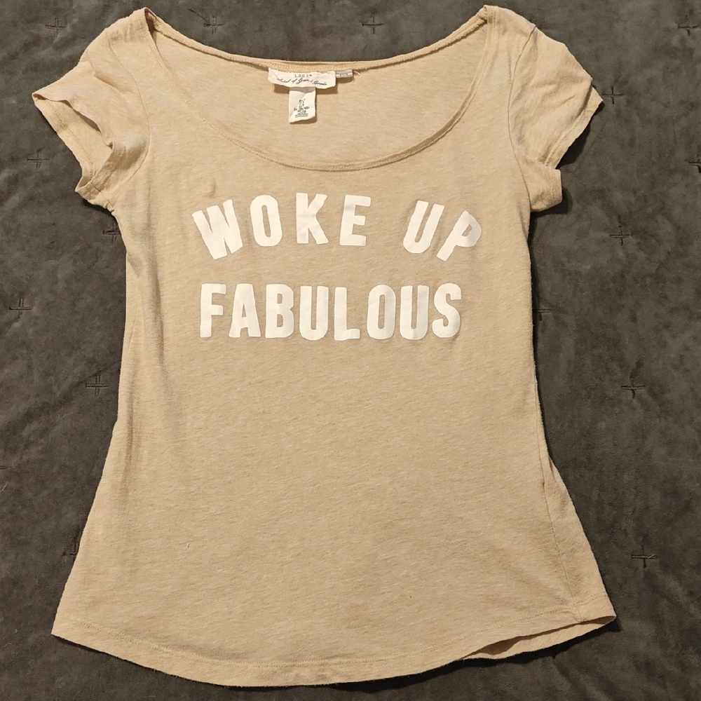 H&M Tan Graphic Tee with White Print